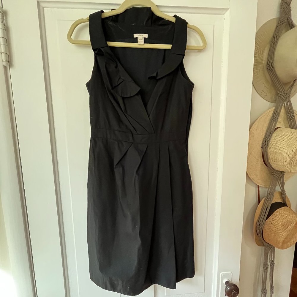 J. Crew Black Work Dress with ruffled collar